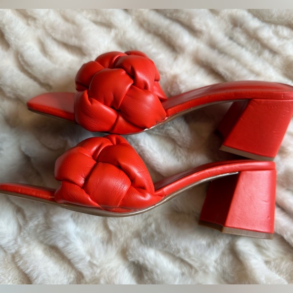 Nine West Orange Block Heel Braided Sandals - Picture 4 of 9